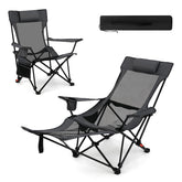 Tangkula reclining camping chair with footrest for versatile outdoors seating.