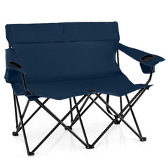 Tangkula two-person camping chair blue front view for shared outdoor seating.