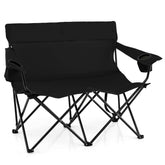 Tangkula two-person camping chair in blue provides roomy seating for two adults.
