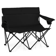 Tangkula two-person camping chair in blue provides roomy seating for two adults.