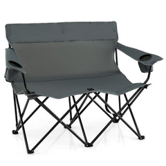 Tangkula two-person camping chair with cupholders for easy drink access