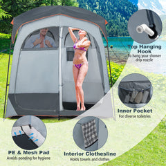 Tangkula two-room privacy division demonstrates separate shower and dressing areas