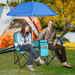 Tangkula two‑seat folding chair with cooler bag keeps drinks cold.