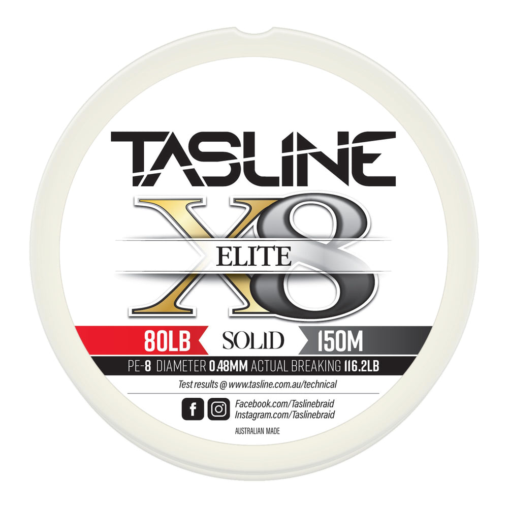 Tasline Elite Pure Spectra solid 8x strand braided fishing line image showing strong, smooth performance for heavy tackle.