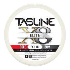 Tasline Elite Pure Spectra solid 8x strand braided fishing line image showing strong, smooth performance for heavy tackle.