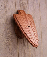 Taxidermists Woodshop arrowhead skull-mount pedestal plaque for wall or table display
