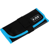 Blue PVC fishing lure bag showing 12-compartment layout (31x22 cm)