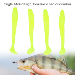 Tbest blue 5cm grub lure mimics live prey to entice predatory fish