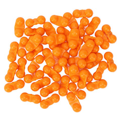 Front view of Tbest Catfish Rattles orange double rattle beads with plastic case