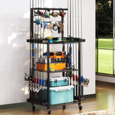 Assembly view of TC-HOMENY 3-Tier Fishing Rod Holder in black