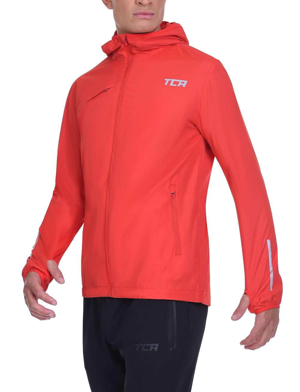 TCA men's running softshell jacket front view showing compact, packable design for runners