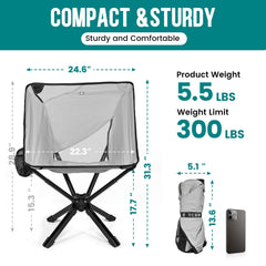 TCEK RiseLite quick-setup image highlights effortless setup in seconds for outdoor lounging.
