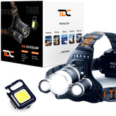 TDC Thor headlamp front view shows bright LEDs for outdoor visibility in any condition.