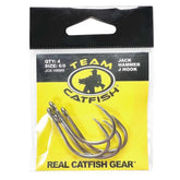 Team Catfish Jackhammer J Hook 6/0 close-up highlighting sharp point for secure hookups.