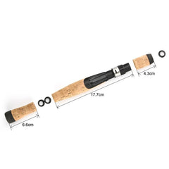 TeamWILL spinning rod handle with rubber winding check for secure fit.