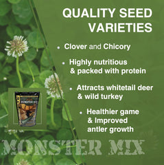 Tecomate Monster Mix turkey attraction scene showcases fall hunting plots attracting turkeys.