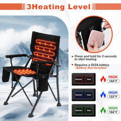 Teenyyou 2-pack heated camping chair heat-settings panel illustrating adjustable warmth.