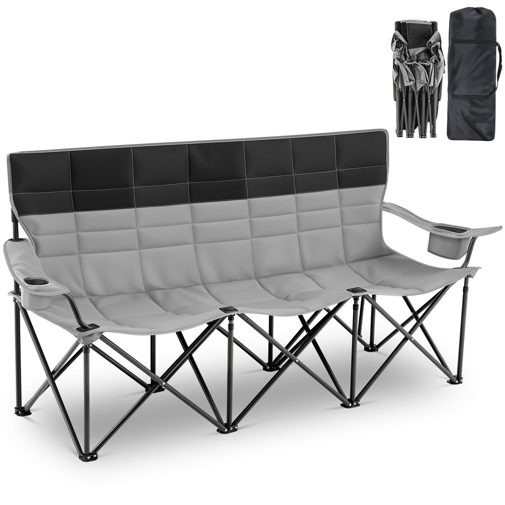 Teenyyou 3-person chair with canopy open for shaded family camping comfort.