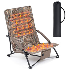 Teenyyou heated hunting chair front view shows dual warmth zones for cold morning hunts.