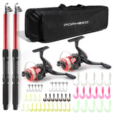 Telescopic fishing pole and reel combo with 5.9ft rods