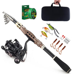 Telescopic fishing rod and reel combo front view