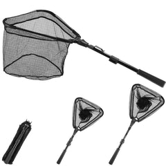 Telescoping fishing net with foldable aluminum handle