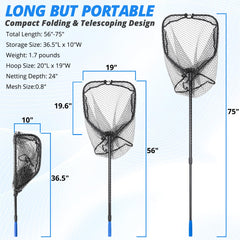 Telescoping handle extended from 56 to 75 inches