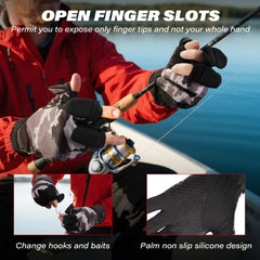 Glove with anti-slip palm for grip in cold weather