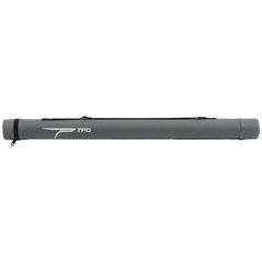 Temple Fork Outfitters circular rod case with zippered lid protects four-piece rods during travel.