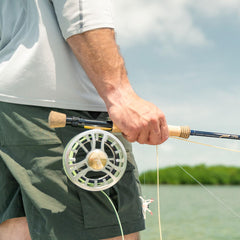 Temple Fork Outfitters NTR I spare spool side angle showcases sealed drag for all-weather use.