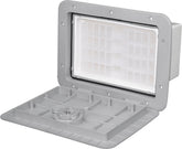 Tempress 1115 Cam tackle hatch exterior view in dark gray for rugged marine use