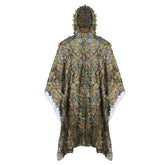 Tencen Ghillie Poncho 3D leaf camouflage blends with forest foliage for concealment