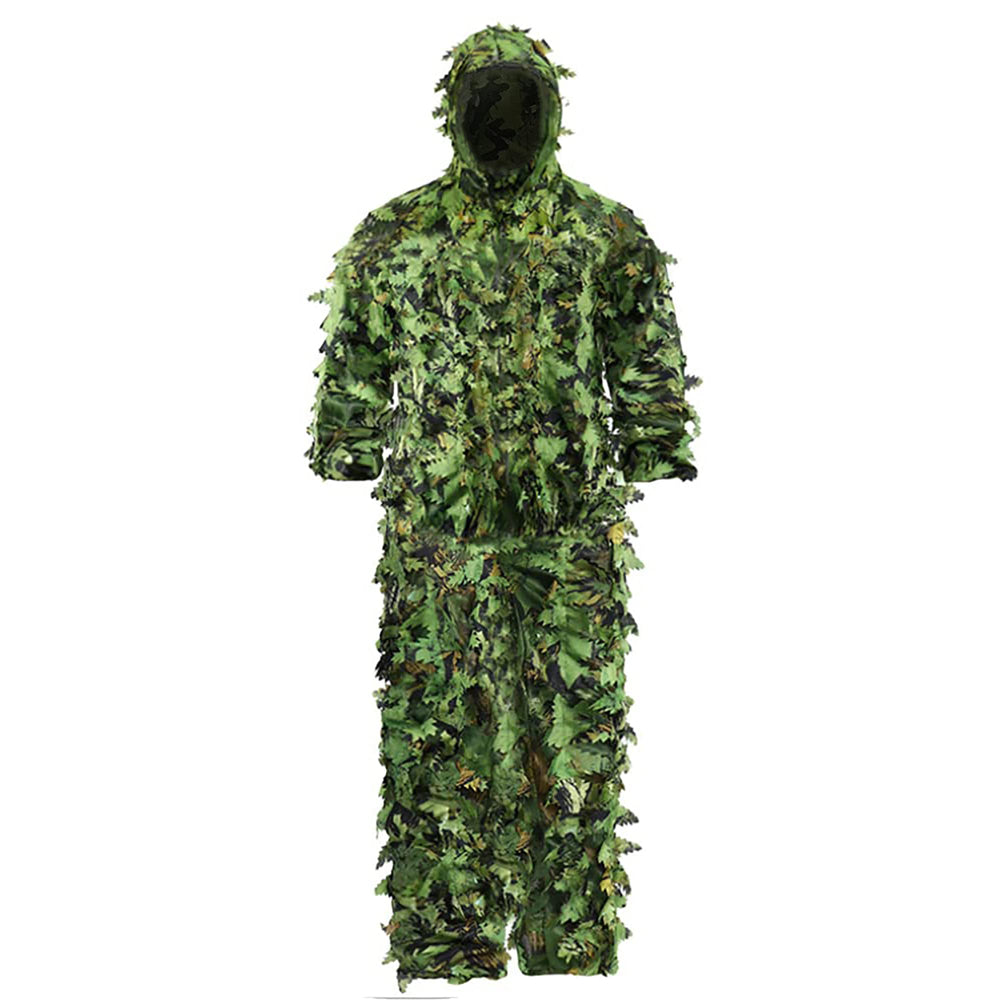 Tencen Ghillie Suit 3D leaf camouflage blends with foliage for stealthy outdoor hunts