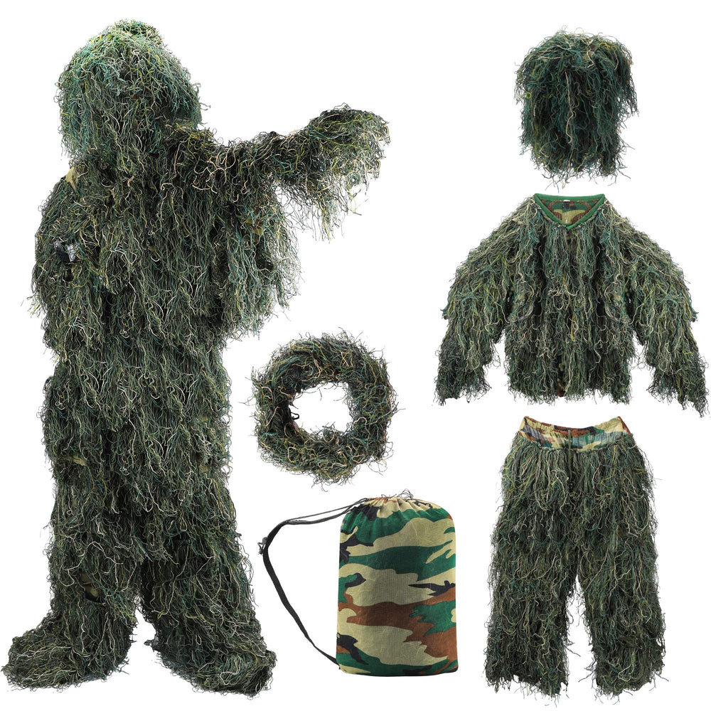 Tencen Ghillie Suit jacket in woodland camo for stealthy movement in dense brush.