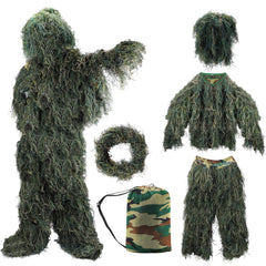Tencen Ghillie Suit jacket in woodland camo for stealthy movement in dense brush.