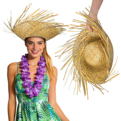 TENDYCOCO Beach Straw Hat with wide brim shades face and neck on sunny beaches.