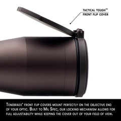 Tenebraex flip-up cover for Sightron 60mm open for quick lens access