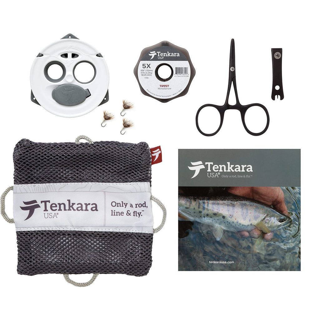 Tenkara USA line keeper shown in use, organizing line and flies for quick on-water changes.