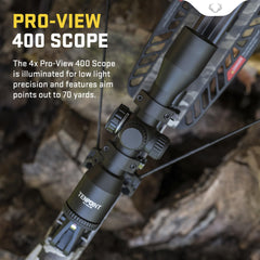 TenPoint 4x Pro-View 400 aiming points out to 70 yards for fast target acquisition.