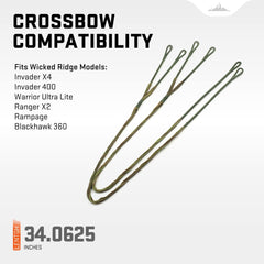 TenPoint Wicked Ridge cables laid out show compatibility across Invader X4 to Blackhawk 360.