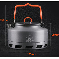 Tentock kettle with foldable handle designed for outdoor portability.