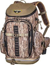 Tenzing Hangtime Day Pack in Mossy Oak Bottomland front view for tree stand accessibility.