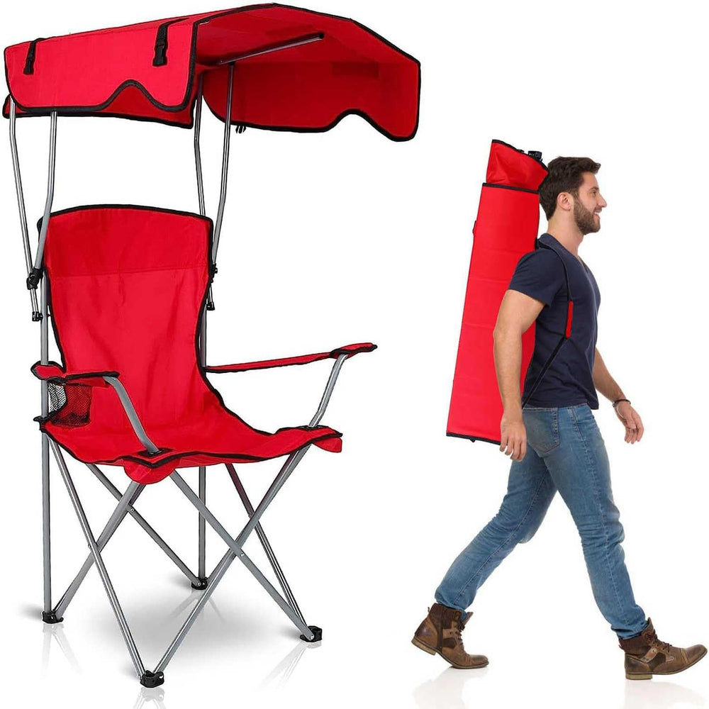 TeqHome camping chair with canopy delivers shaded comfort for outdoor days.