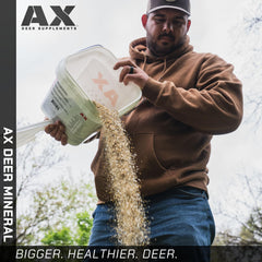 Terra Products Co. AX Deer Mineral packaging closeup highlights premium mineral blend.