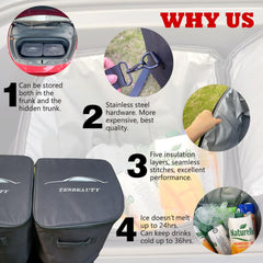 TESBEAUTY frunk organizer with two bags for Tesla cargo organization.