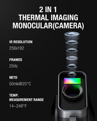 Teslong thermal monocular side view showing handheld use in the field