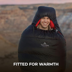 TETON Altos 20-degree sleeping bag with expanded footbox for more room.