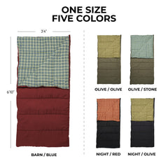 Evergreen Mammoth size provides two-person comfort for chilly outdoor nights.
