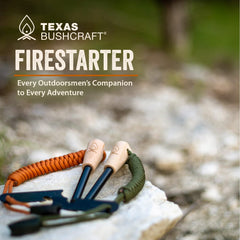 Texas Bushcraft emergency paracord bracelet worn on wrist for quick cord access