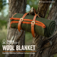Texas Bushcraft merino blanket closeup-wool showcases soft fibers and natural lanolin texture.